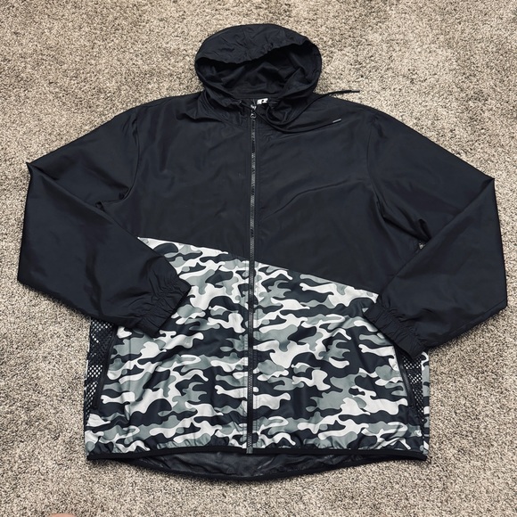 Russel Black Camo Windbreaker Size XL - Picture 2 of 12